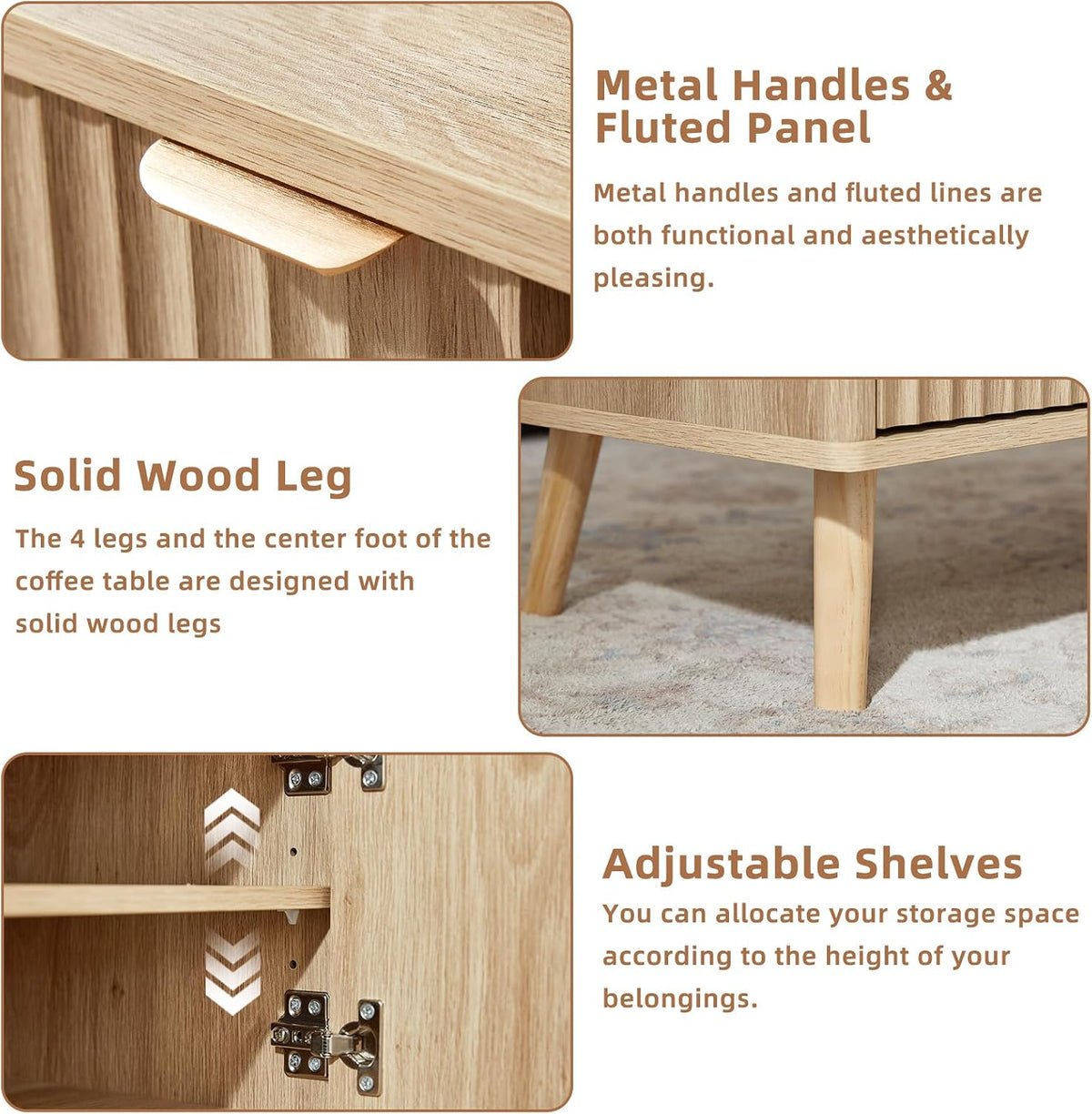 ✨ Fluted Lift-Top Coffee Table with Hidden Storage | 48" Modern Wood Center Table for Living Room 🏡🌿