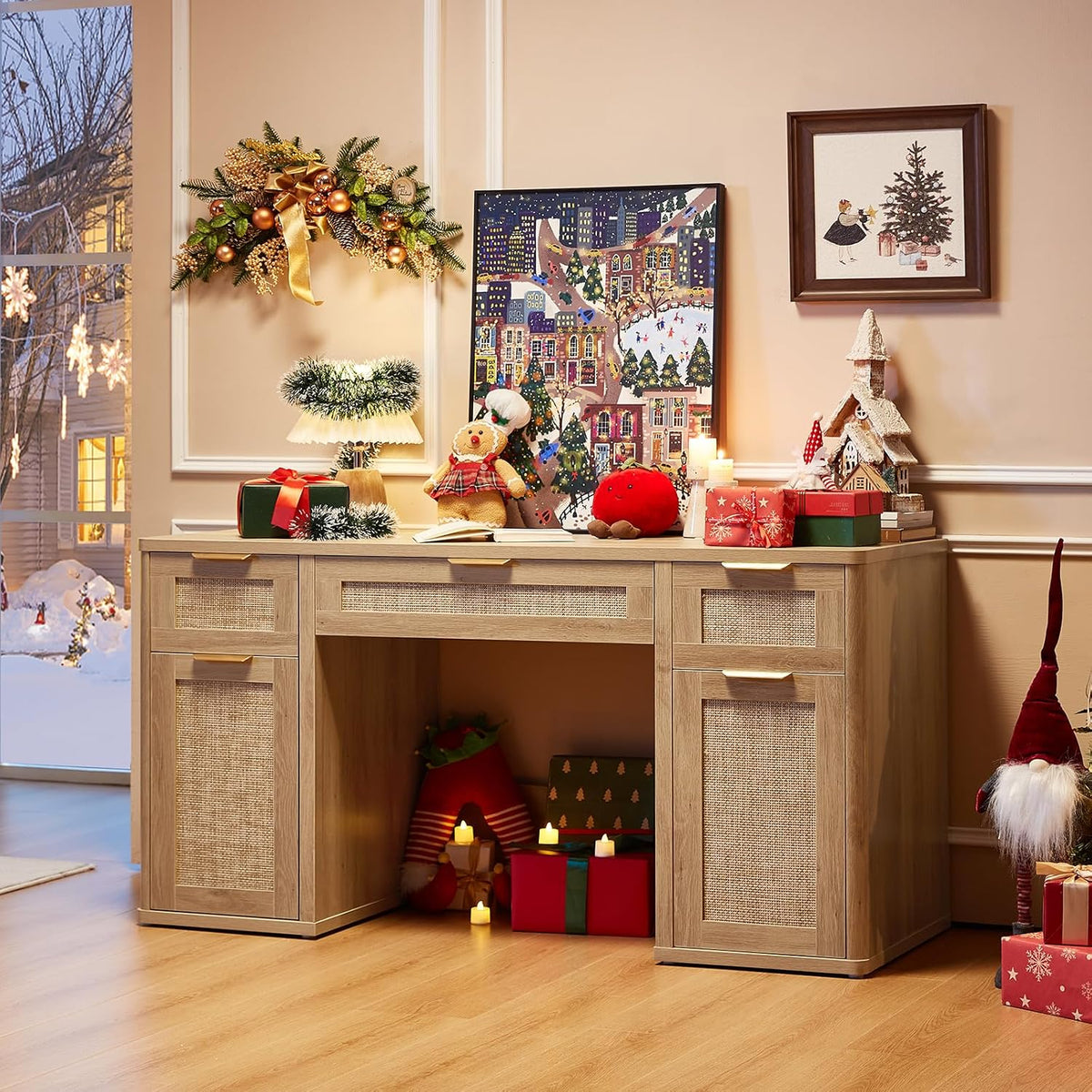 πΏ Boho Entryway Hall Tree with Cushioned Bench | 4-in-1 Coat Rack, Shoe Storage & Rattan Cabinets π‘β¨
