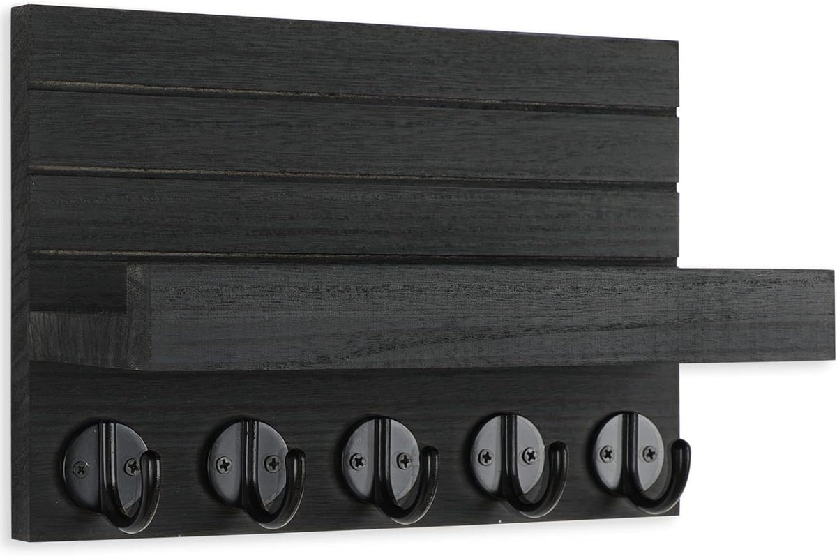 🏡 Rustic Wall-Mounted Entryway Organizer | Wooden Shelf with Hooks for Keys, Bags & Everyday Essentials ✨🗝️