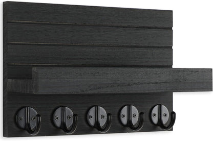 🏡 Rustic Wall-Mounted Entryway Organizer | Wooden Shelf with Hooks for Keys, Bags & Everyday Essentials ✨🗝️