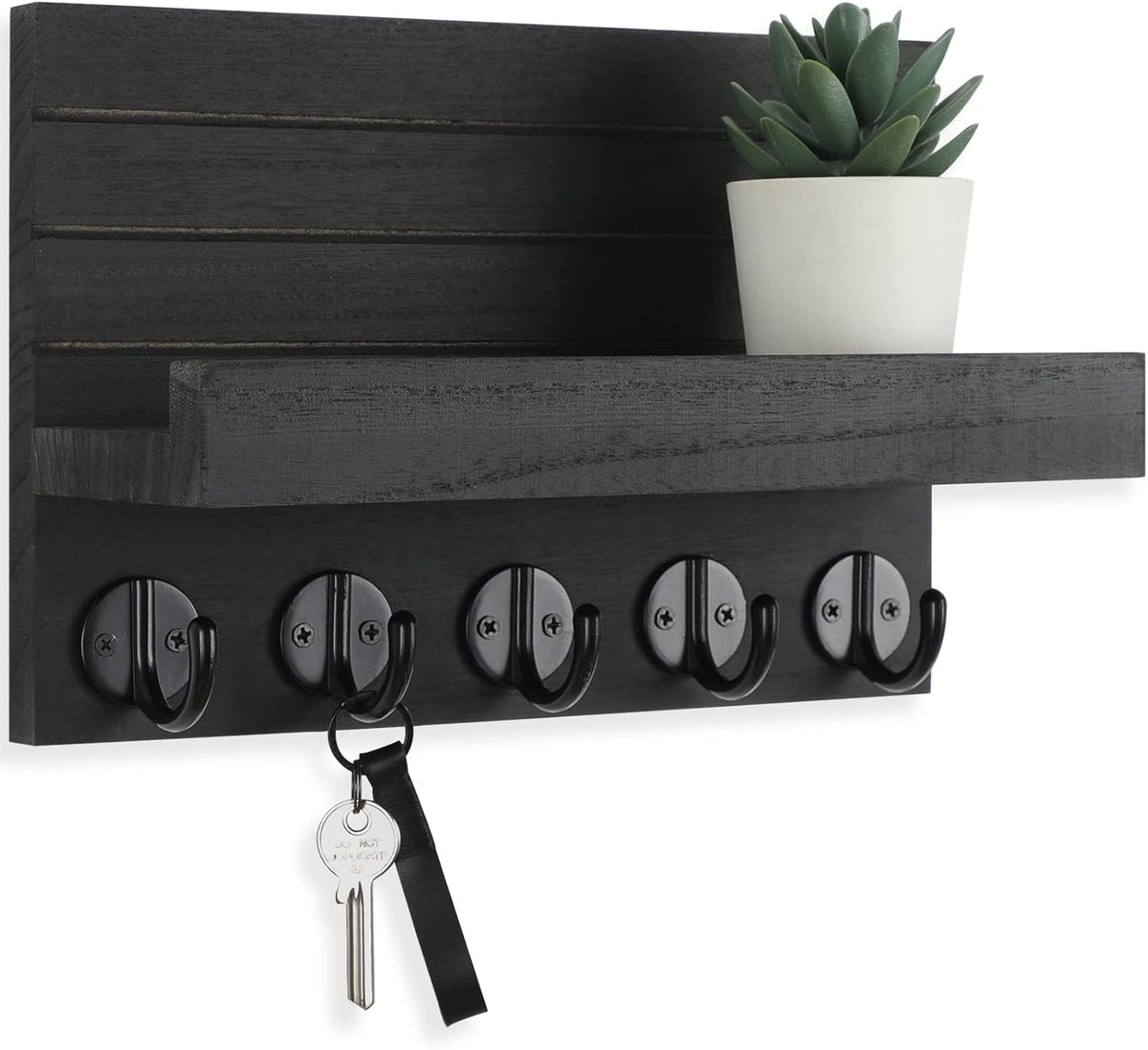 🏡 Rustic Wall-Mounted Entryway Organizer | Wooden Shelf with Hooks for Keys, Bags & Everyday Essentials ✨🗝️