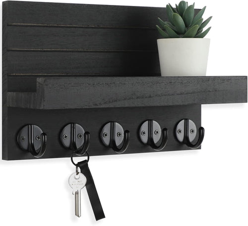🏡 Rustic Wall-Mounted Entryway Organizer | Wooden Shelf with Hooks for Keys, Bags & Everyday Essentials ✨🗝️