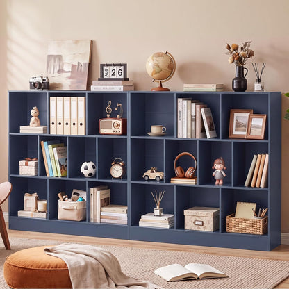📚 Mid-Century 7-Cube Bookshelf | Rustic Open Storage Bookcase with Angled Legs for Books & Decor 🌿🏡