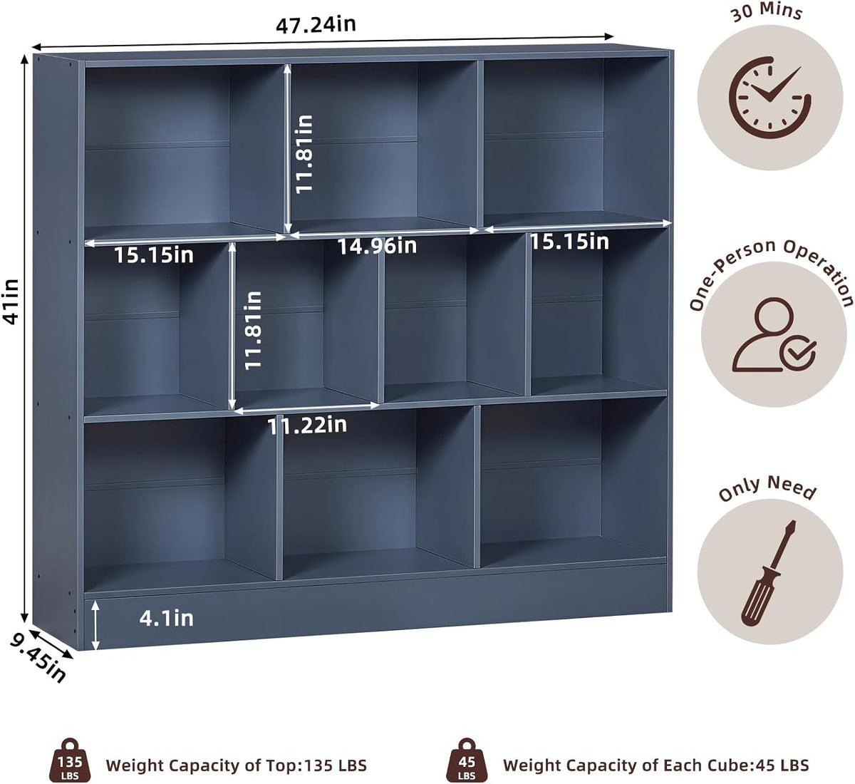 📚 Mid-Century 7-Cube Bookshelf | Rustic Open Storage Bookcase with Angled Legs for Books & Decor 🌿🏡