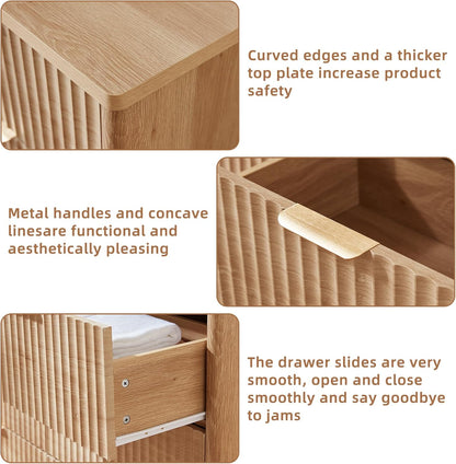 ✨ Fluted 3-Piece Bedroom Furniture Set | 6-Drawer Dresser & Two 3-Drawer Nightstands 🛏️🌿