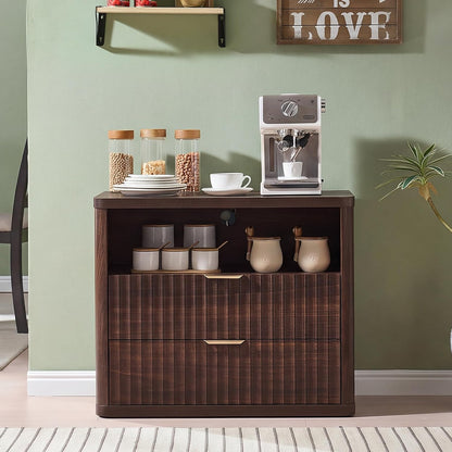 ✨ Oversized Fluted Nightstand with Charging Station | 2-Drawer Bedside Table with USB & Power Outlets 🛏️🌿