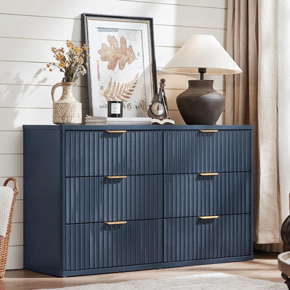 ✨ Fluted 2-Drawer Nightstand with Charging Station | Modern Bedside Table with Open Storage Shelf 🛏️🌿