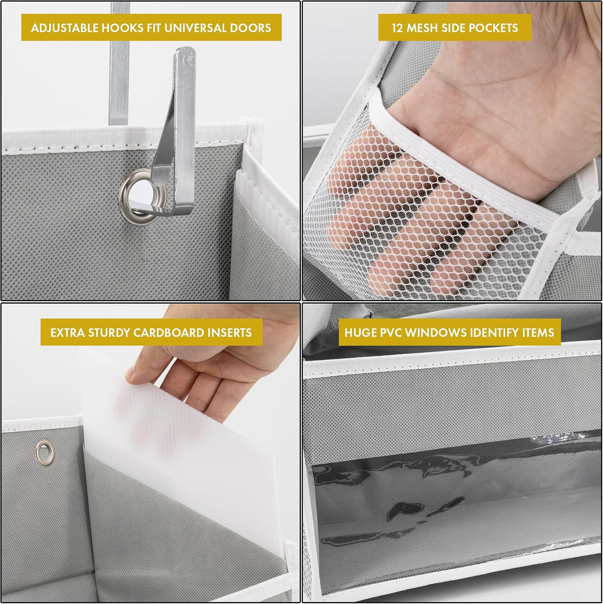 🧺 Heavy-Duty Over-the-Door Organizer | 18-Pocket Hanging Storage Rack for Bedroom, Bathroom & Nursery ✨🏡
