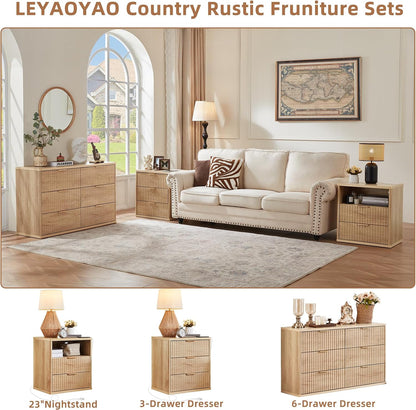 ✨ 48" Fluted 6-Drawer Dresser | Modern Wood Storage Cabinet with Curved Details for Bedroom & Living Room 🏡🌿
