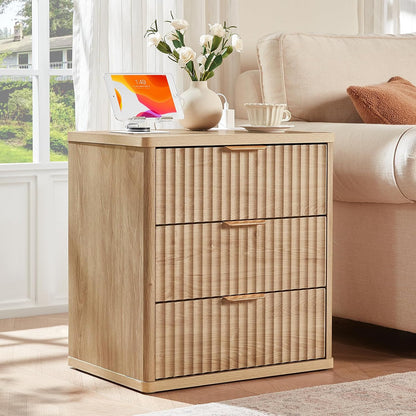 ✨ Fluted 3-Piece Bedroom Furniture Set | 6-Drawer Dresser & Two 3-Drawer Nightstands 🛏️🌿