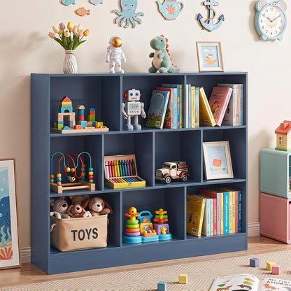 📚 Mid-Century 7-Cube Bookshelf | Rustic Open Storage Bookcase with Angled Legs for Books & Decor 🌿🏡