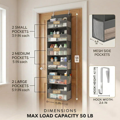 🧺 Heavy-Duty Over-the-Door Organizer | 18-Pocket Hanging Storage Rack for Bedroom, Bathroom & Nursery ✨🏡