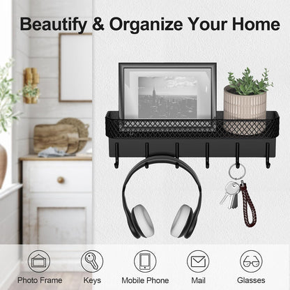 ✨ Modern Wall-Mounted Key Holder with 6 Hooks | Entryway Organizer for Keys, Bags & Everyday Essentials 🏡